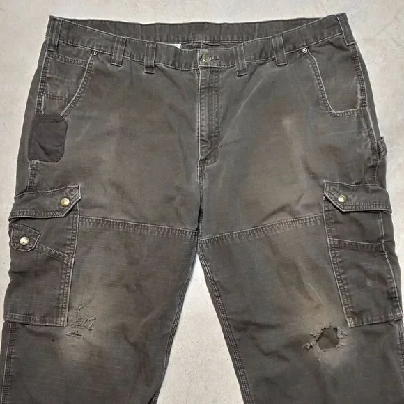 Carhartt B342-DFE Ripstop Distressed Cargo Double Knee Work Pants Size 44x30